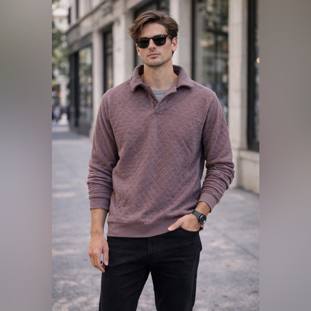 Urban Outfitters Men's Purple and Grey Polo-shirts S